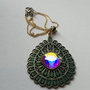 GASOLINE GLAMOUR Jewelry - GYPSY MEDALLION patina drop OPAL XL stone necklace GASOLINE GLAMOUR Jewelry - GYPSY MEDALLION patina drop OPAL XL stone necklace